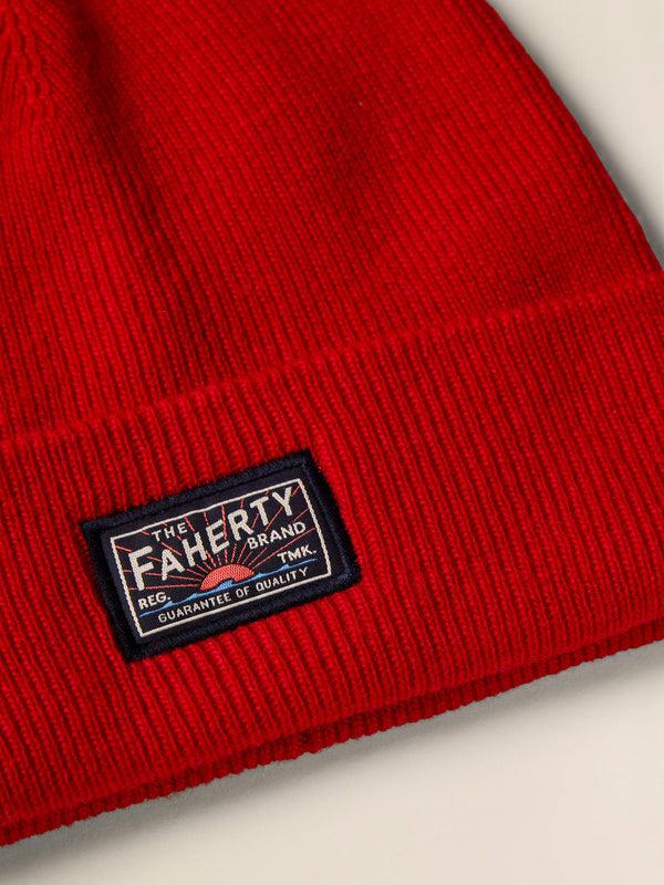 Faherty Faherty Logo Beanie - Red Men's Hats