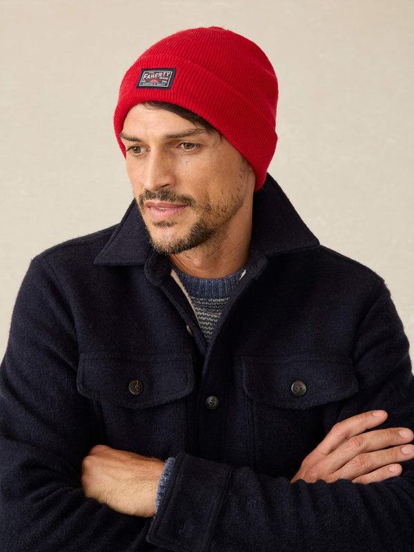 Faherty Faherty Logo Beanie - Red Men's Hats