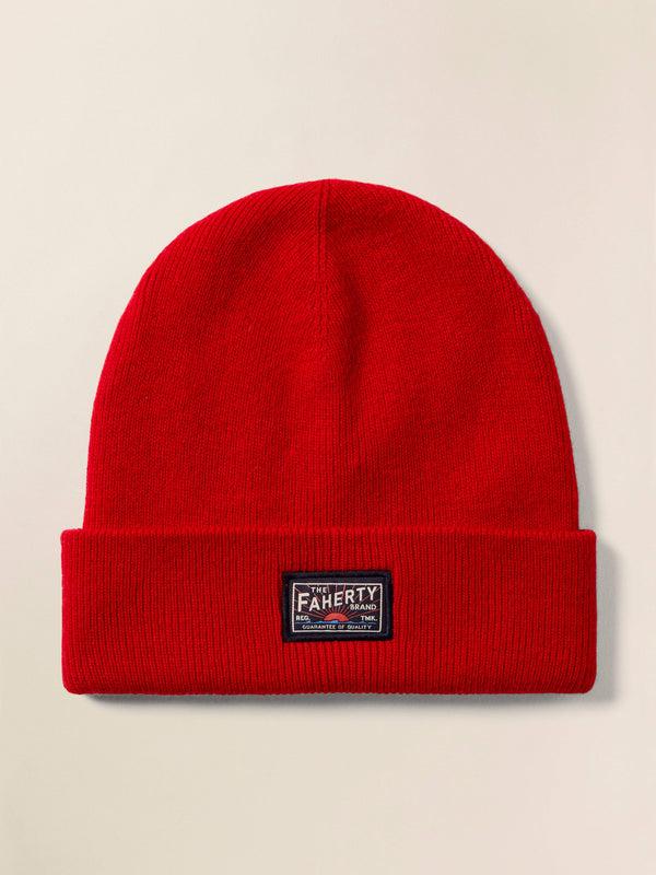faherty Faherty Logo Beanie - Red Men's Hats