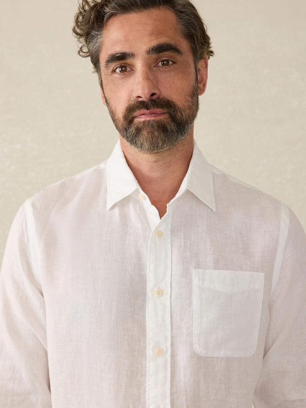 Faherty Laguna Linen Shirt - White Men's Button Ups
