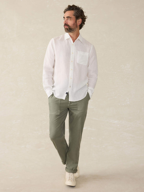Faherty Laguna Linen Shirt - White Men's Button Ups