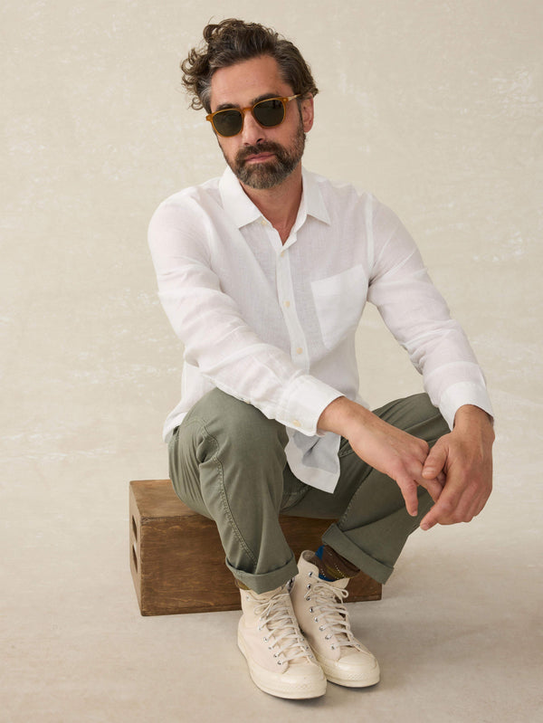 Faherty Laguna Linen Shirt - White Men's Button Ups