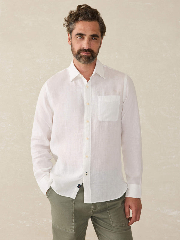 faherty Laguna Linen Shirt - White Men's Button Ups