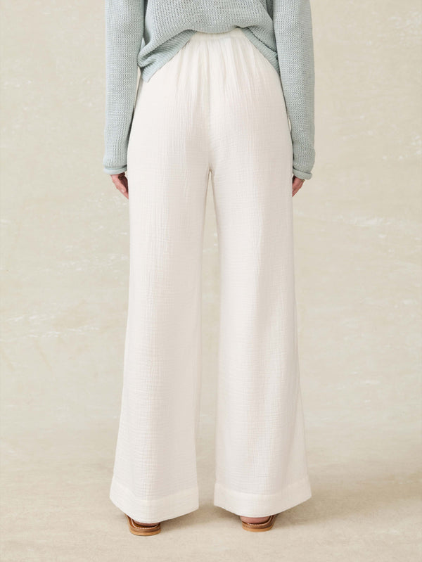 Faherty Laidback Gauze Pant - White Women's Bottoms