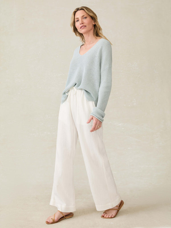 Faherty Laidback Gauze Pant - White Women's Bottoms