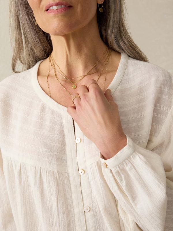 Faherty Lena Blouse - Egret Women's Tops