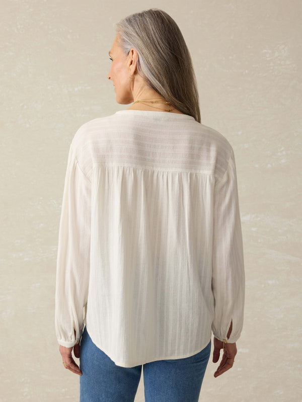 Faherty Lena Blouse - Egret Women's Tops