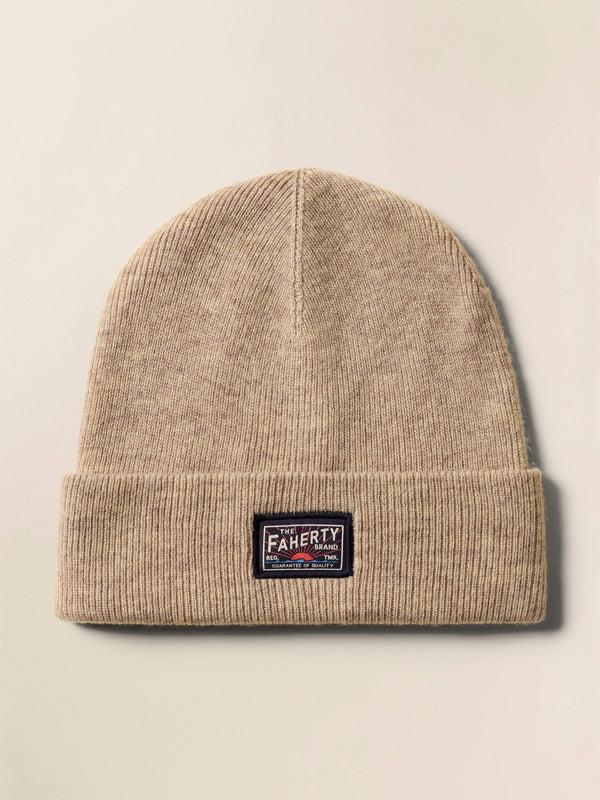faherty Faherty Logo Beanie - Oatmeal Heather Men's Hats