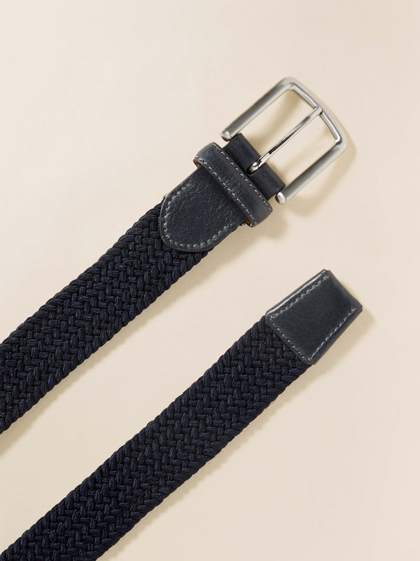 Faherty Men's Stretch Woven Belt - Navy Men's Belts