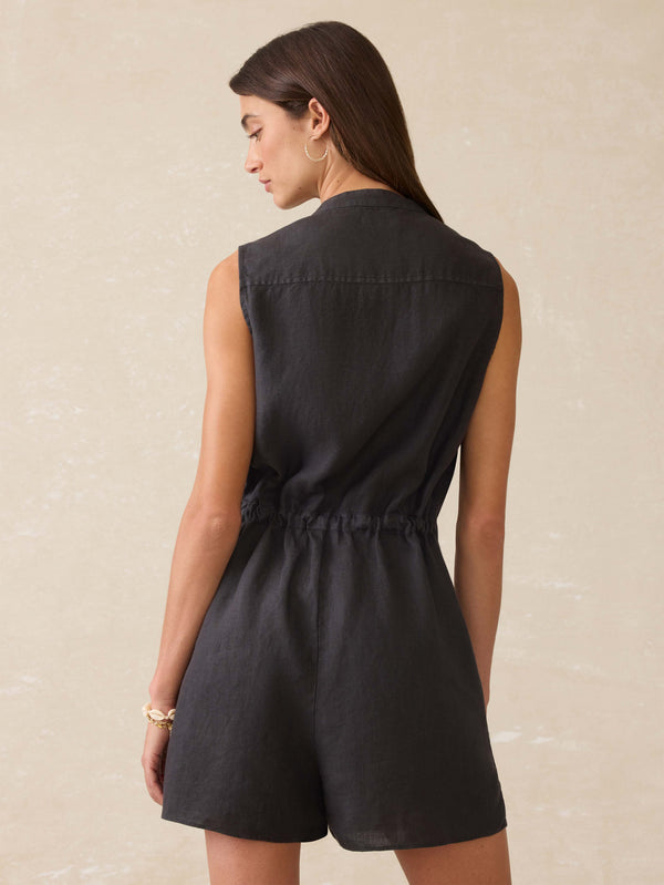 Faherty Mia Romper - Washed Black Women's Dresses