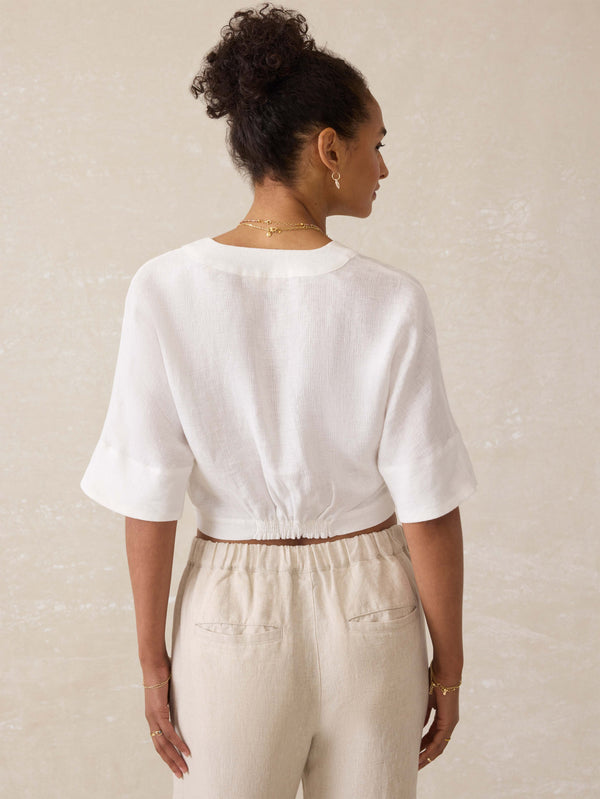 Faherty Palma Linen Avery Top - White Women's Tops