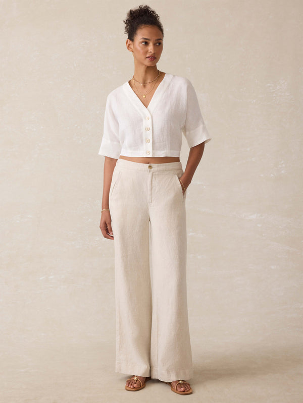 Faherty Palma Linen Avery Top - White Women's Tops