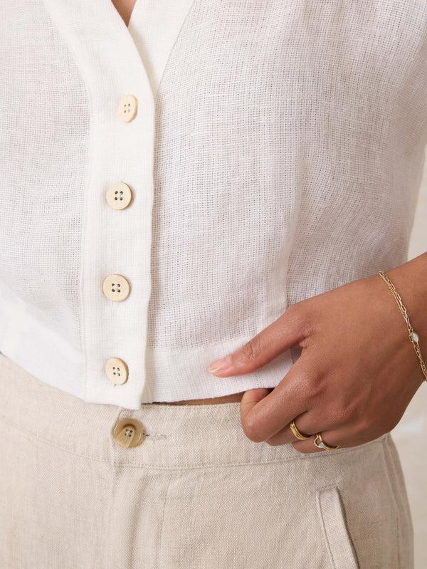 Faherty Palma Linen Avery Top - White Women's Tops