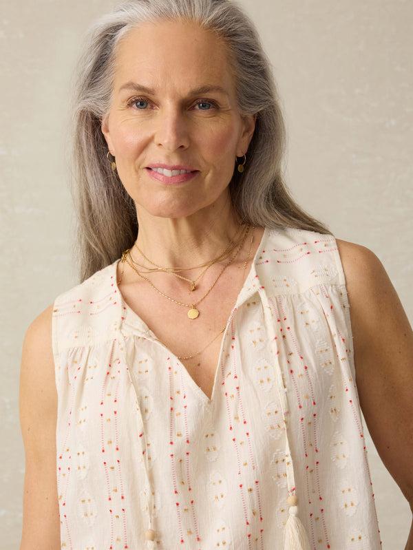 Faherty Skylar Blouse - Sunburst Dobby Women's Tops