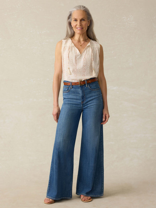 Faherty Skylar Blouse - Sunburst Dobby Women's Tops