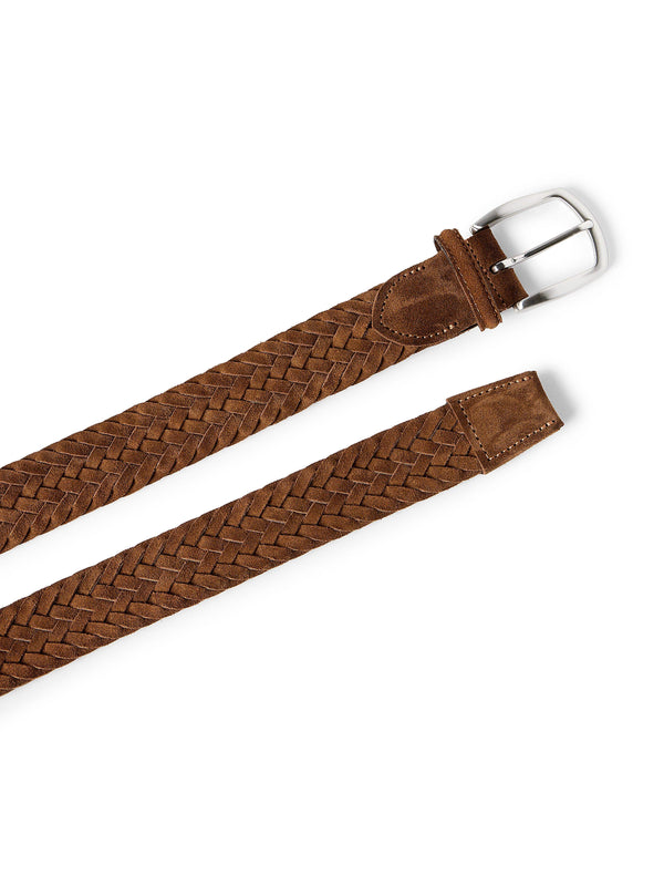 Faherty Suede Woven Belt - Brown Men's Belts