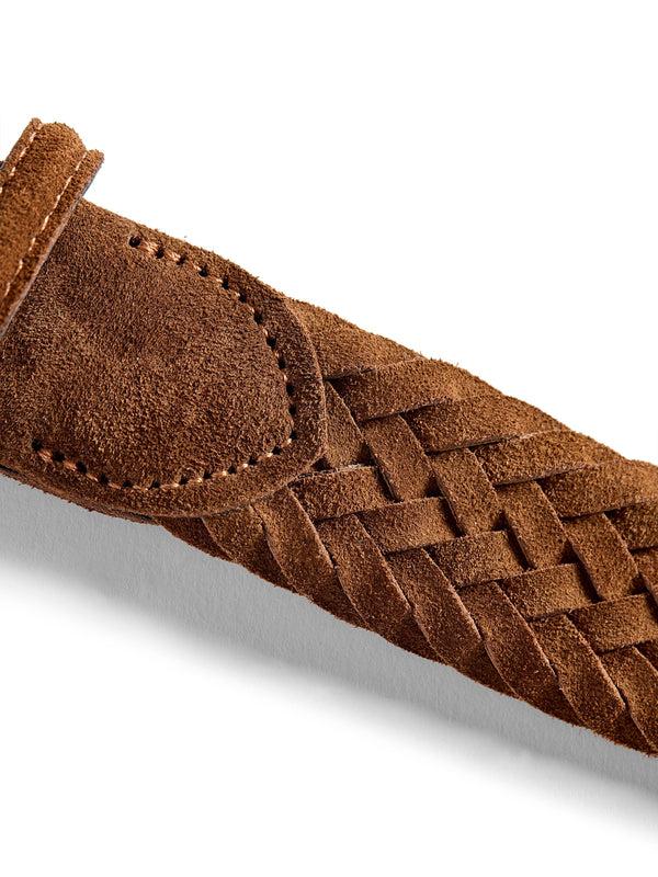 Faherty Suede Woven Belt - Brown Men's Belts