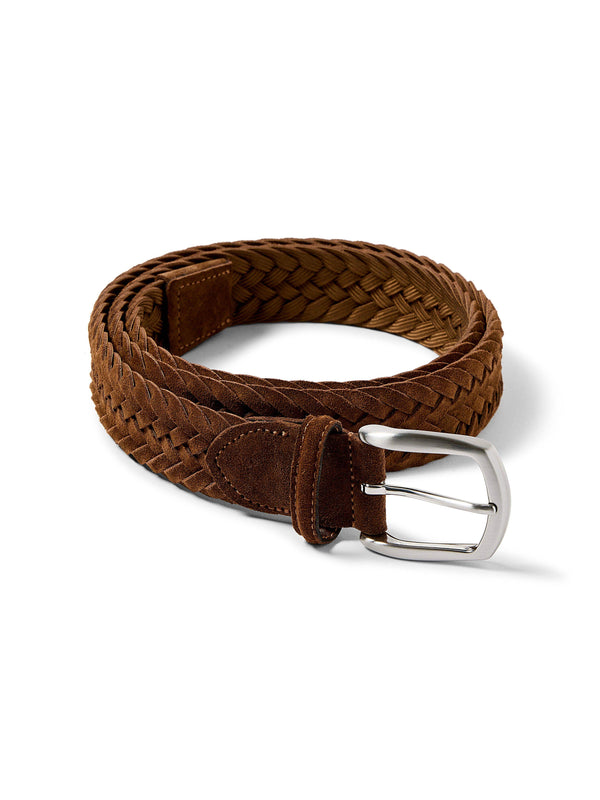faherty Suede Woven Belt - Brown Men's Belts