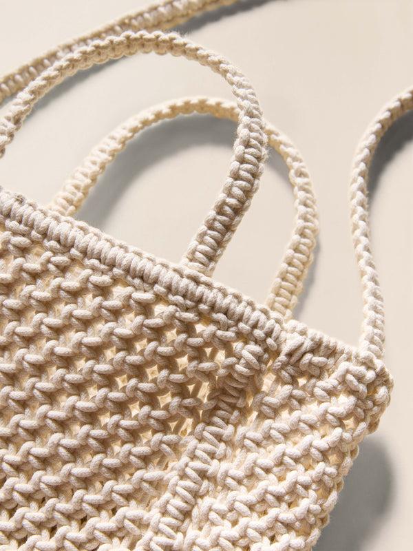 Faherty Sunwashed Macrame Crossbody - Cream Bags