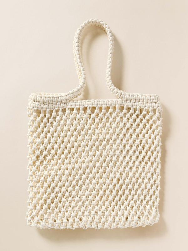 faherty Sunwashed Macrame Tote - Cream Bags