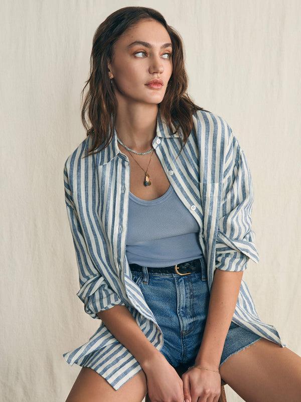 Faherty Sunwashed Rib Tank - Zen Blue Women's Knits