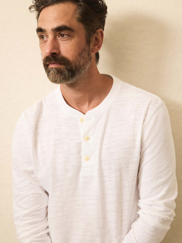 Faherty Sunwashed Slub Henley - White Men's Knits