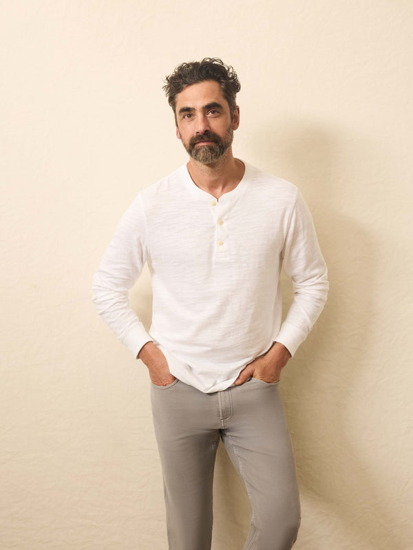 faherty Sunwashed Slub Henley - White Men's Knits