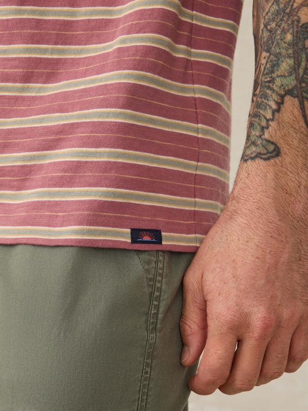 Faherty Sunwashed Tee - Red Reef Stripe Men's Knits