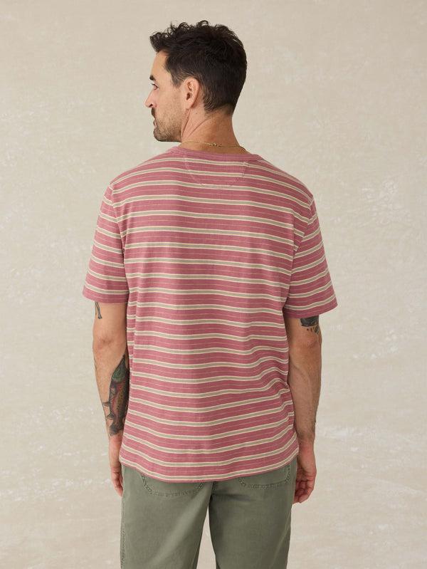 Faherty Sunwashed Tee - Red Reef Stripe Men's Knits