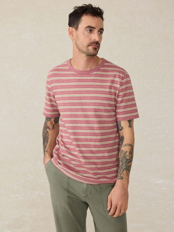 faherty Sunwashed Tee - Red Reef Stripe Men's Knits