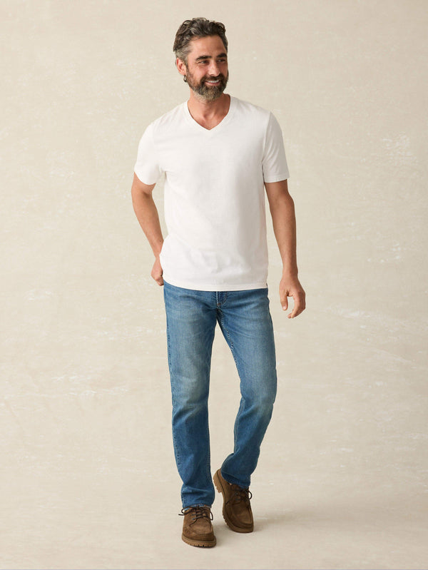 Faherty Sunwashed V-Neck Tee - White Men's Knits