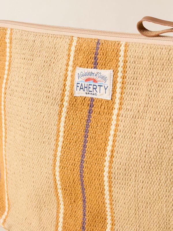 Faherty Surf Stripe Zip Pouch - Khaki Bags