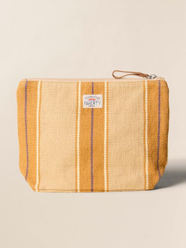 faherty Surf Stripe Zip Pouch - Khaki Bags