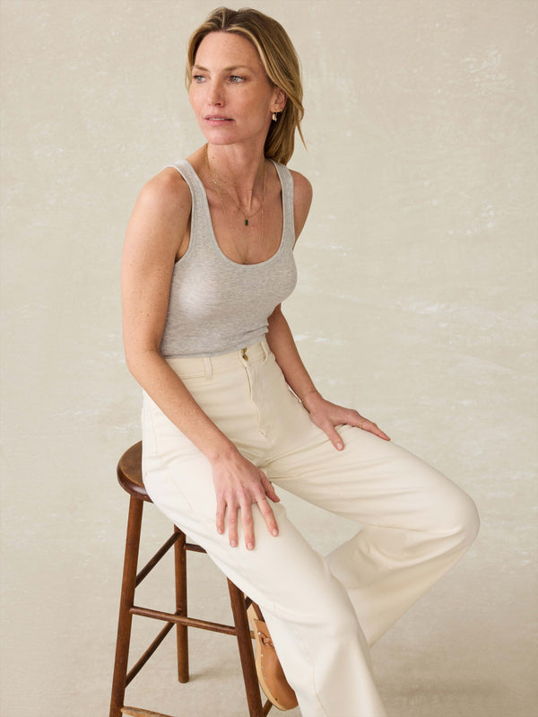 Faherty Featherweight Freestyle Tank - Light Grey Heather Women's Knits