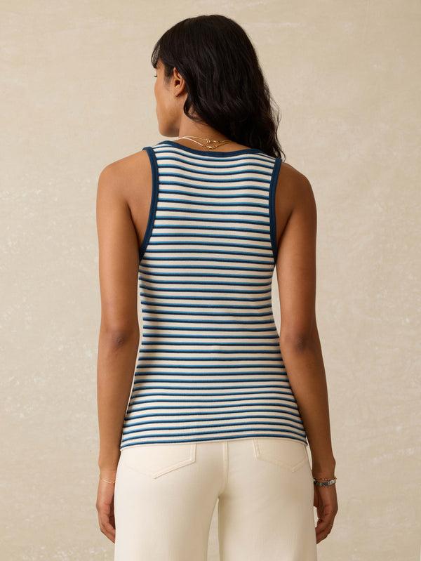 Faherty Featherweight Freestyle Tank - Titan Tides Stripe Women's Knits