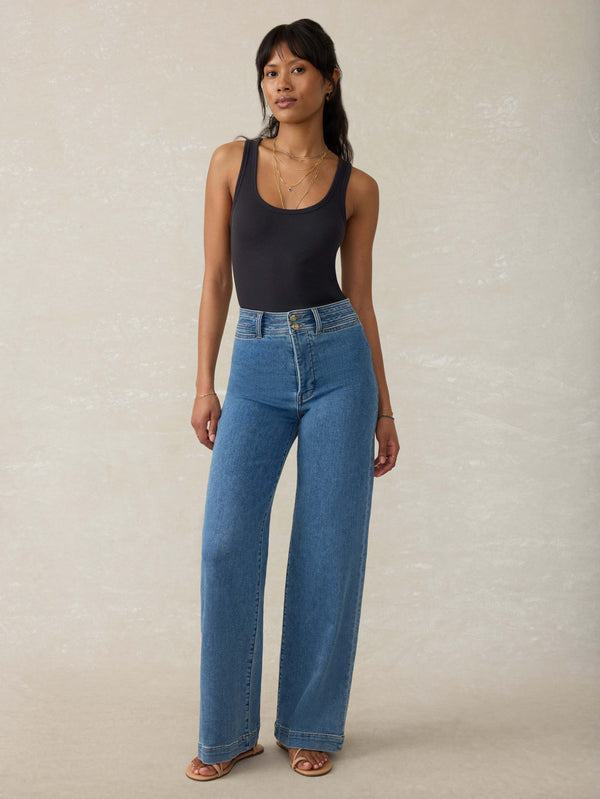 Faherty Featherweight Freestyle Tank - Washed Black Women's Knits