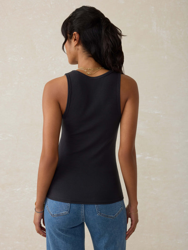 Faherty Featherweight Freestyle Tank - Washed Black Women's Knits