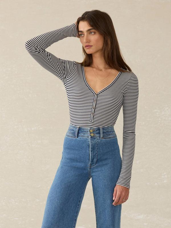 faherty Freestyle Henley - Berkley Stripe Women's Knits