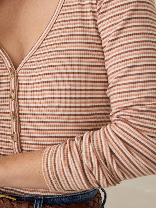 Faherty Freestyle Henley - Sandy Shoreline Stripe Women's Knits