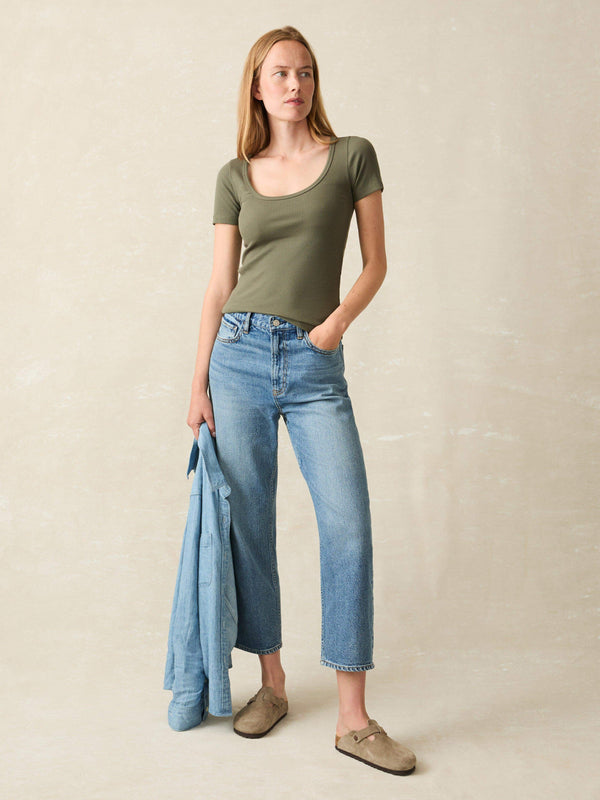 Faherty Freestyle Rib Knit Tee - Beetle Women's Knits