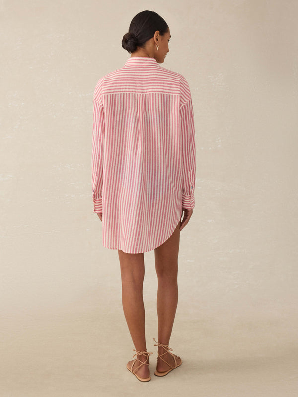 Faherty Haze Coverup - Rose Watercolor Stripe Women's Dresses