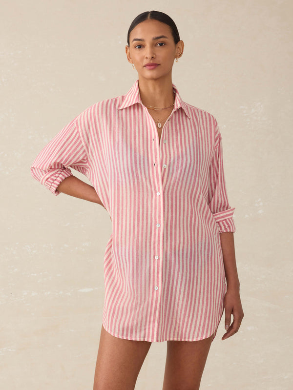 faherty Haze Coverup - Rose Watercolor Stripe Women's Dresses