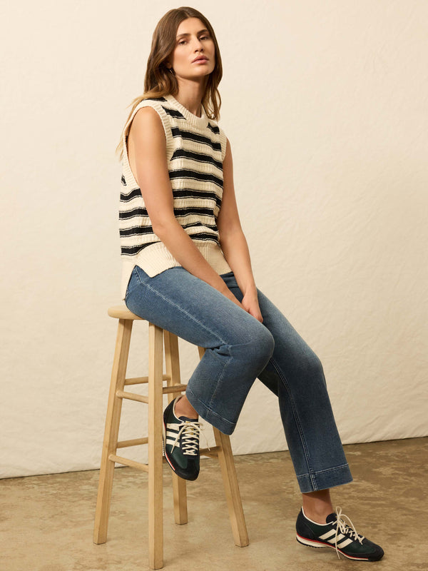 Faherty Heirloom Cotton Sweater Vest - Licorice Lines Women's Sweaters