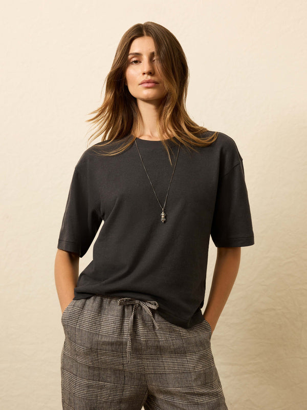 Faherty Hemp Blend Vintage Tee - Washed Black Women's Knits