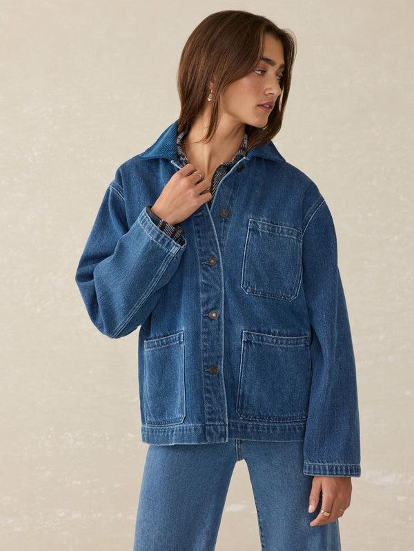 Faherty High Ridge Twill Studio Jacket - Night Waves Wash Women's Outerwear