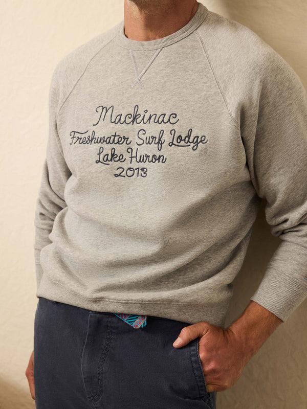 Faherty High Standard Fleece Graphic Crewneck - Silver Ash Heather Men's Hoodies U0026 Pullovers