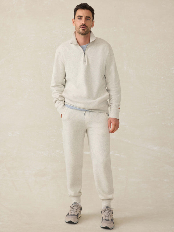 Faherty High Standard Fleece Quarter Zip - Antique Ivory Heather Men's Hoodies U0026 Pullovers