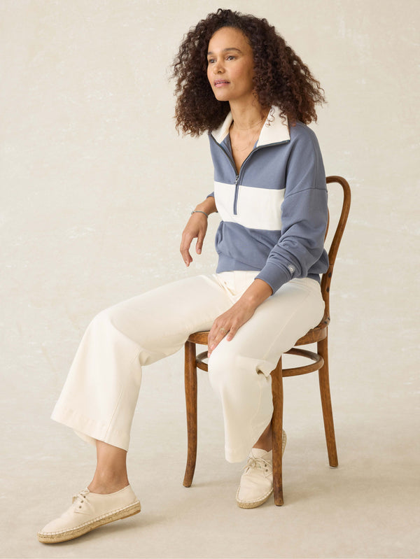 Faherty High Standard Fleece Quarter Zip - Blue Coast Stripe Women's Hoodies U0026 Pullovers