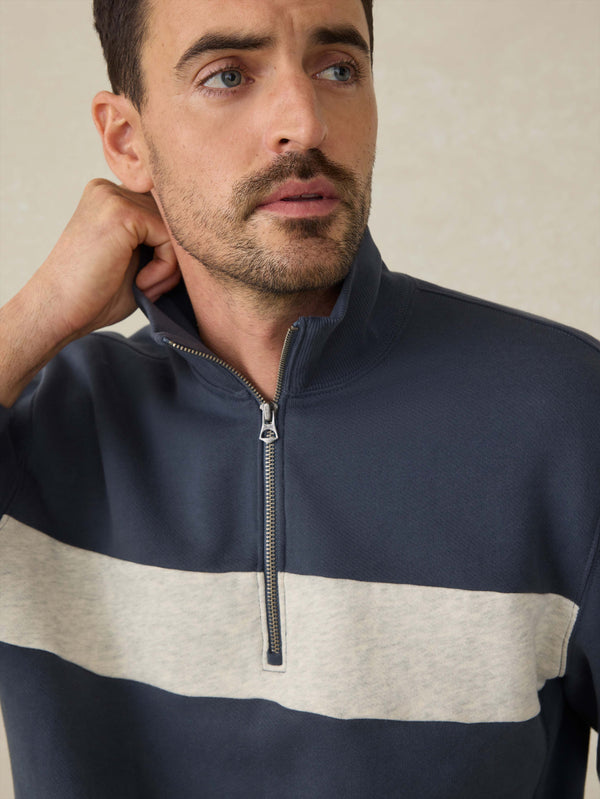 Faherty High Standard Fleece Quarter Zip - Blue Nights Surf Stripe Men's Hoodies U0026 Pullovers