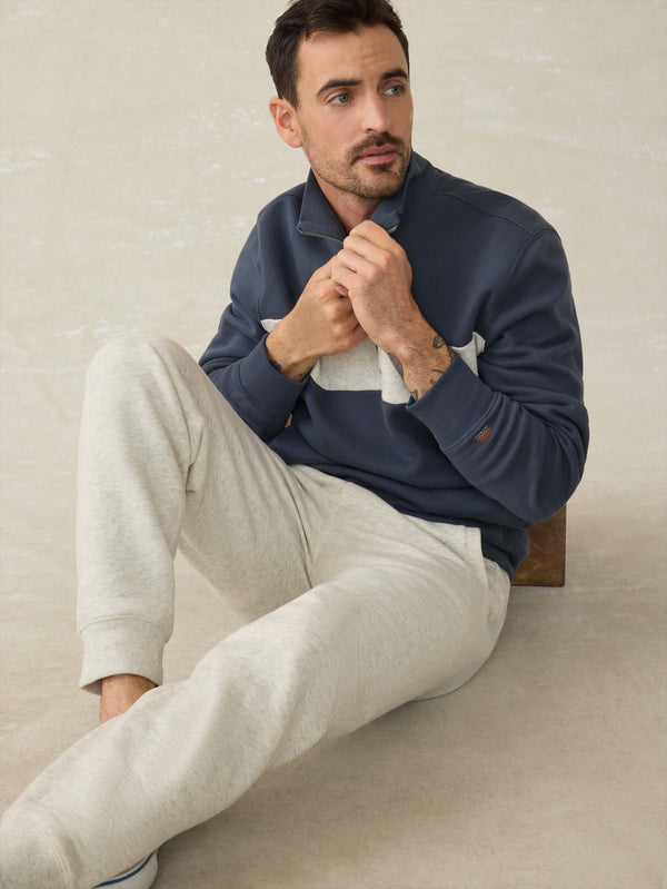 Faherty High Standard Fleece Quarter Zip - Blue Nights Surf Stripe Men's Hoodies U0026 Pullovers